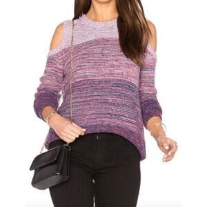 Rebecca Minkoff Ombre Space Dye Round Neck Cold Shoulder Page Sweater Size L